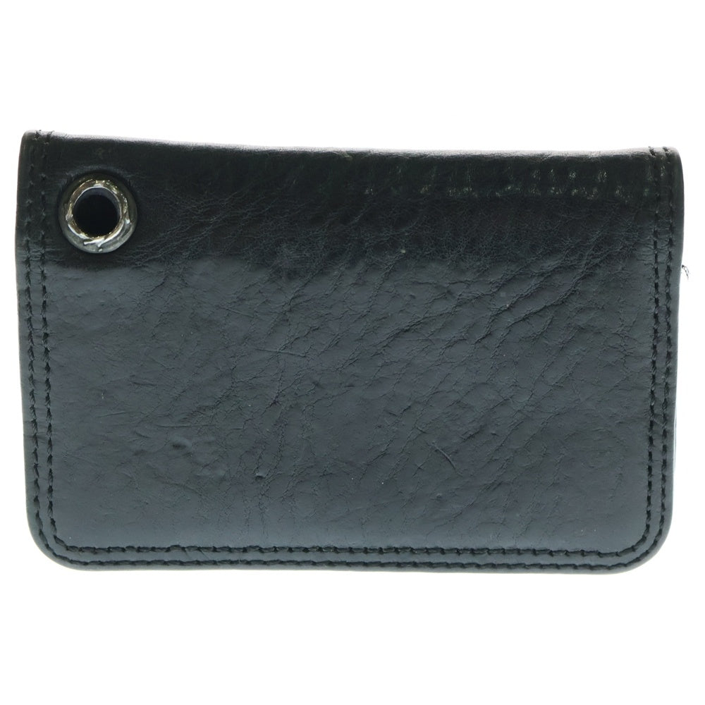 CHROME HEARTS(クロムハーツ) CARD CASE スクロールラベル レザーカードケース ブラック