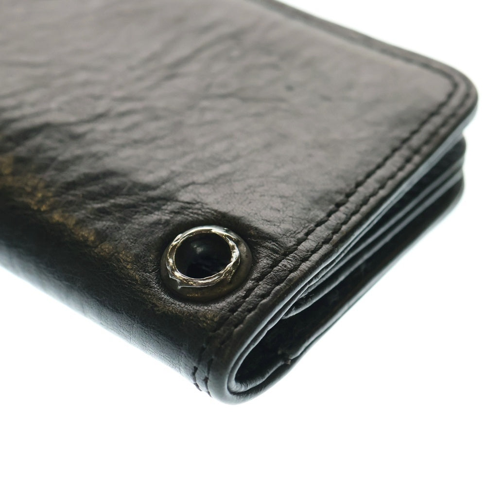 CHROME HEARTS(クロムハーツ) CARD CASE スクロールラベル レザーカードケース ブラック