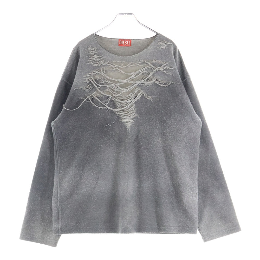 DIESEL(ディーゼル) 25SSS-RUBEN クラッシュ加工 クルーネックスウェット グレー A18216