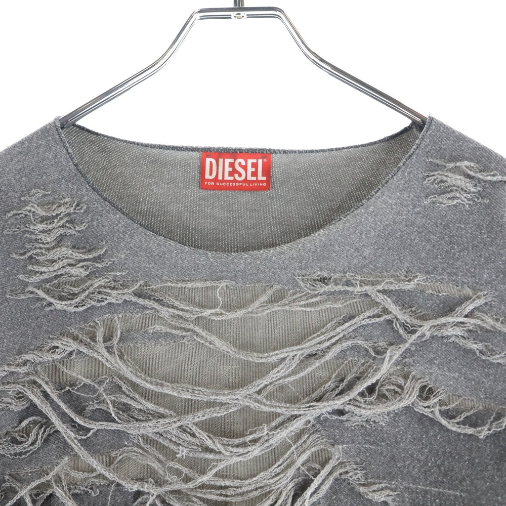 DIESEL(ディーゼル) 25SSS-RUBEN クラッシュ加工 クルーネックスウェット グレー A18216