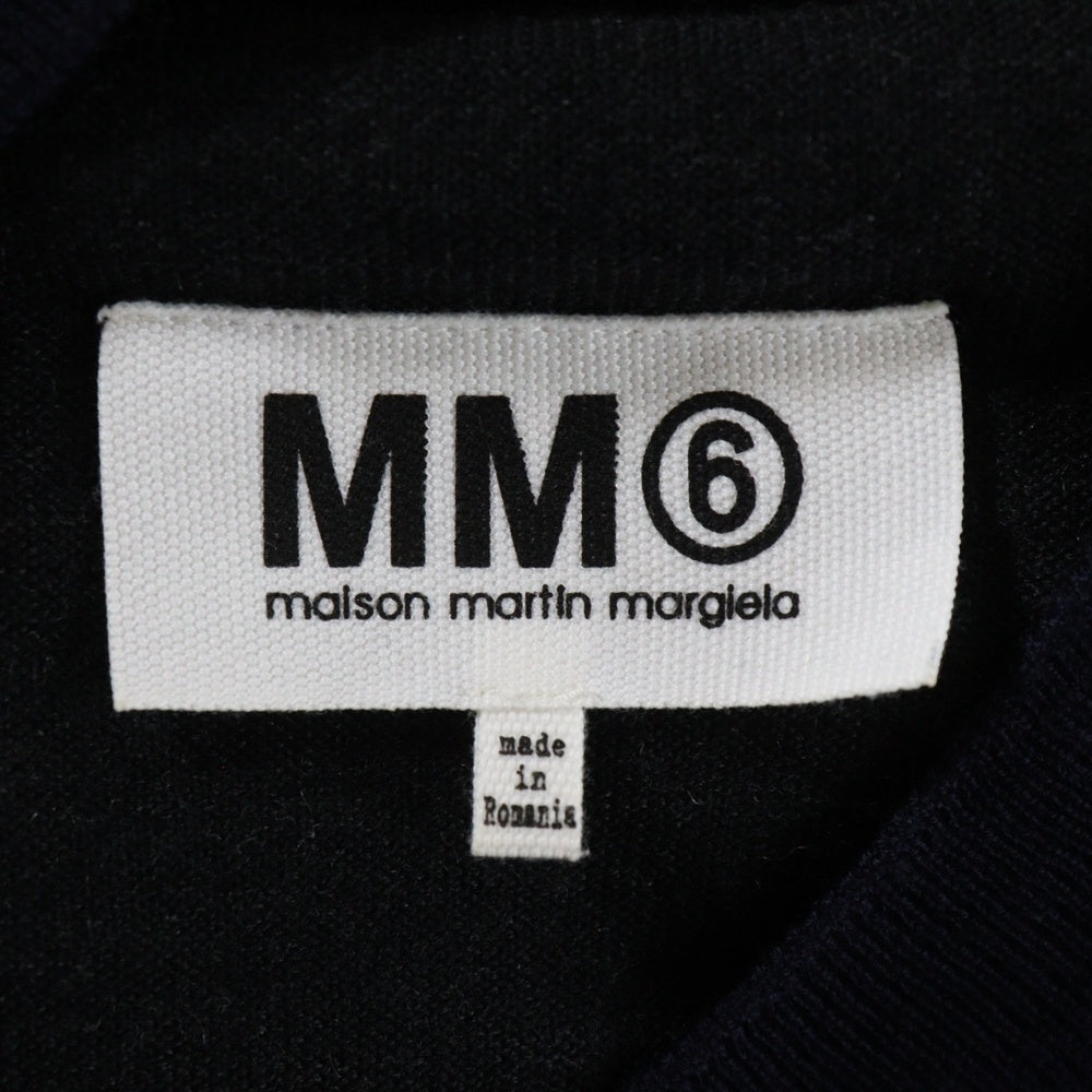 MM6 Maison Margiela(エムエムシックスメゾンマルジェラ) Vネック ニット半袖カットソー グリーン/ネイビー レディース