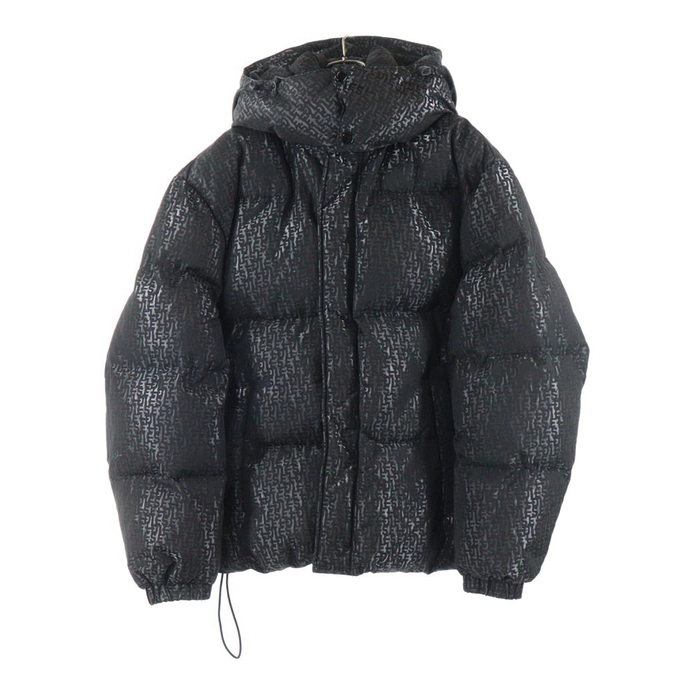 DIESEL(ディーゼル) 総柄 ジップアップ フーディーダウンジャケット ブラック