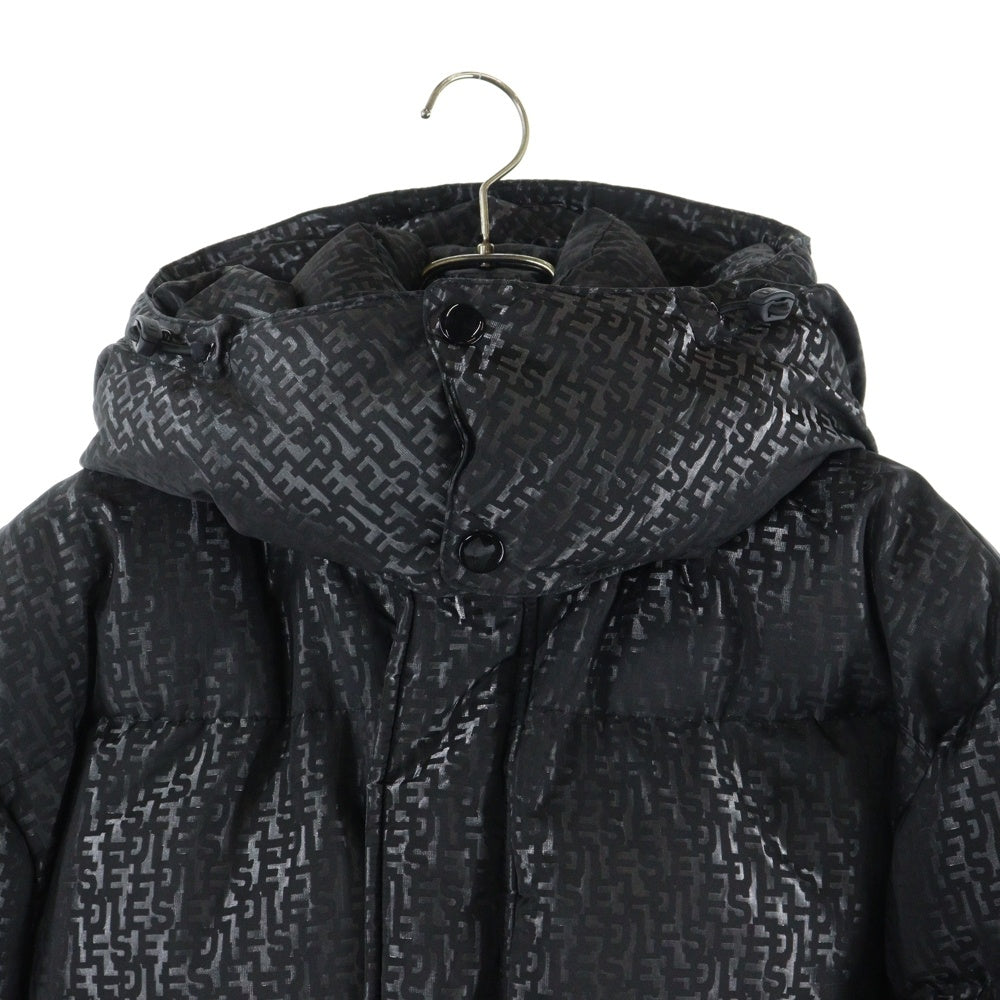 DIESEL(ディーゼル) 総柄 ジップアップ フーディーダウンジャケット ブラック