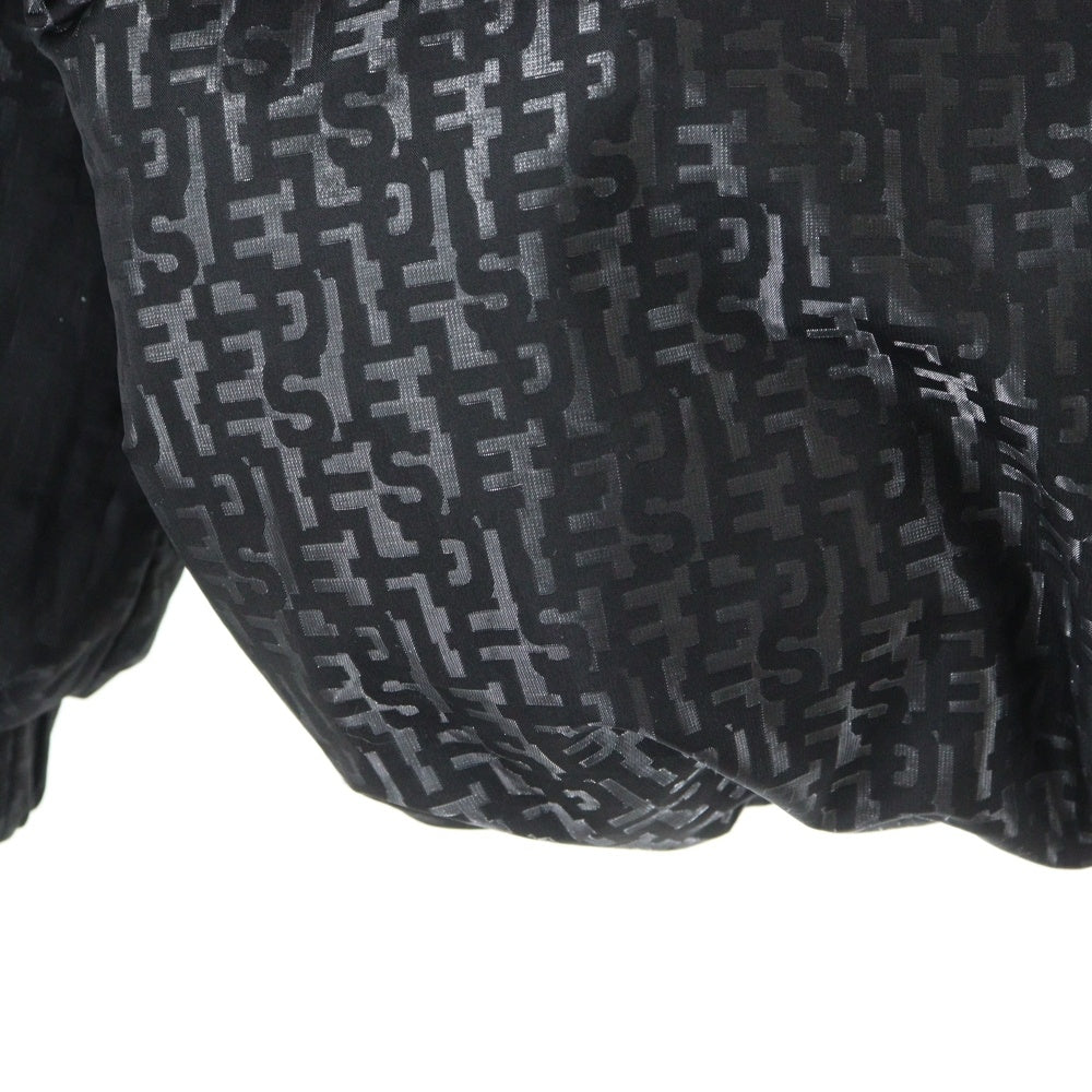 DIESEL(ディーゼル) 総柄 ジップアップ フーディーダウンジャケット ブラック