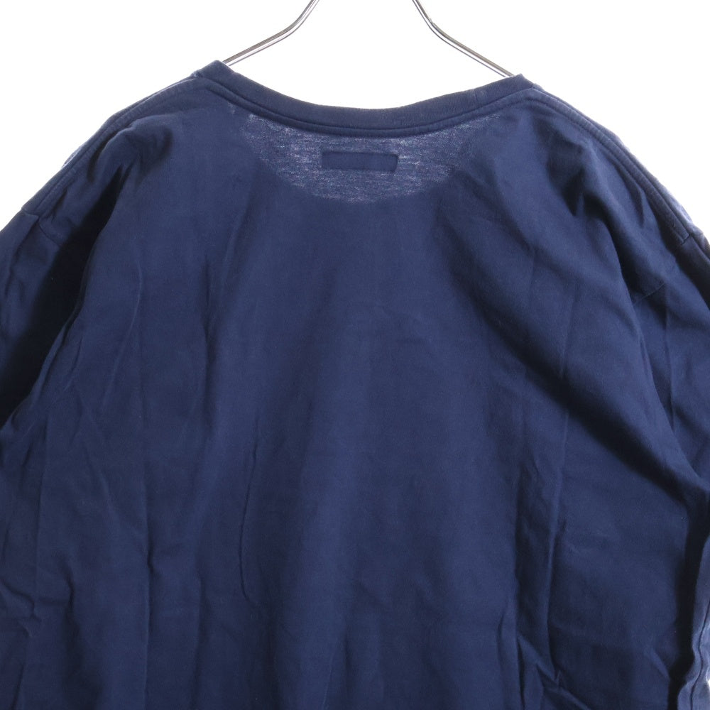 BLUE BLUE(ブルーブルー) フロントプリント クルーネック半袖Tシャツ ネイビー