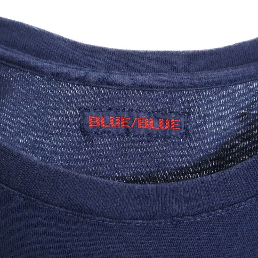 BLUE BLUE(ブルーブルー) フロントプリント クルーネック半袖Tシャツ ネイビー