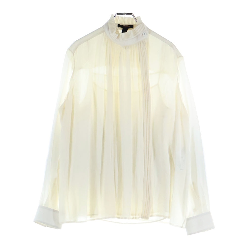 LOUIS VUITTON(ルイヴィトン) プリーツフロント シアーシルクブラウス 長袖シャツ RW231W U32 FOBL22 ホワイト
