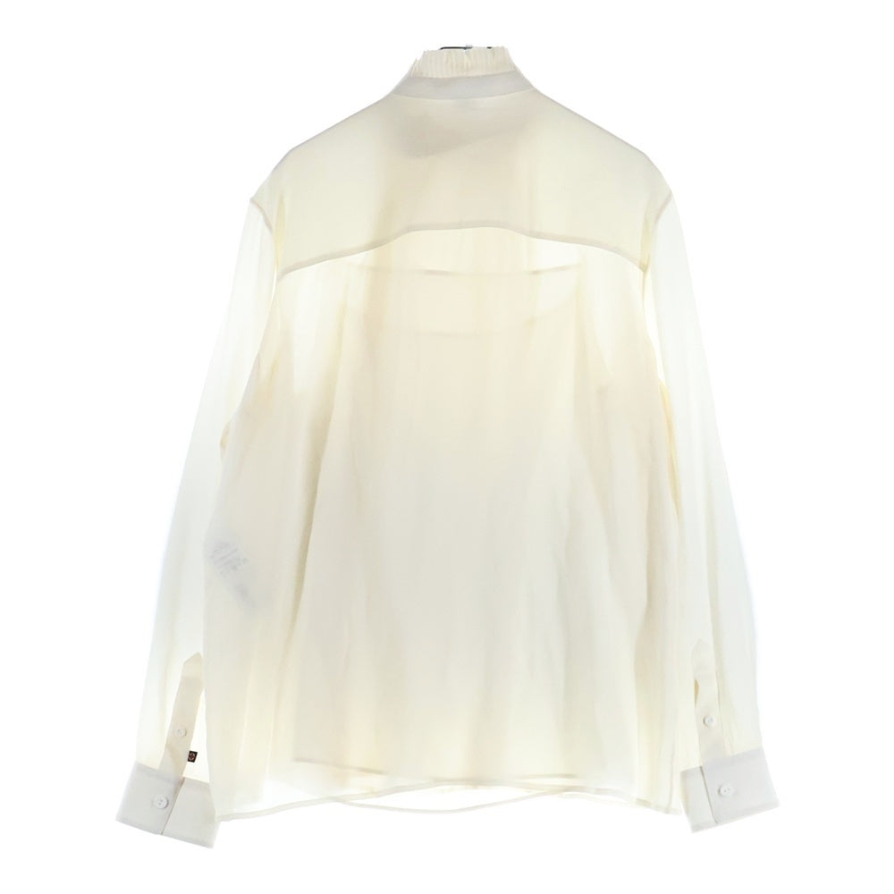 LOUIS VUITTON(ルイヴィトン) プリーツフロント シアーシルクブラウス 長袖シャツ RW231W U32 FOBL22 ホワイト