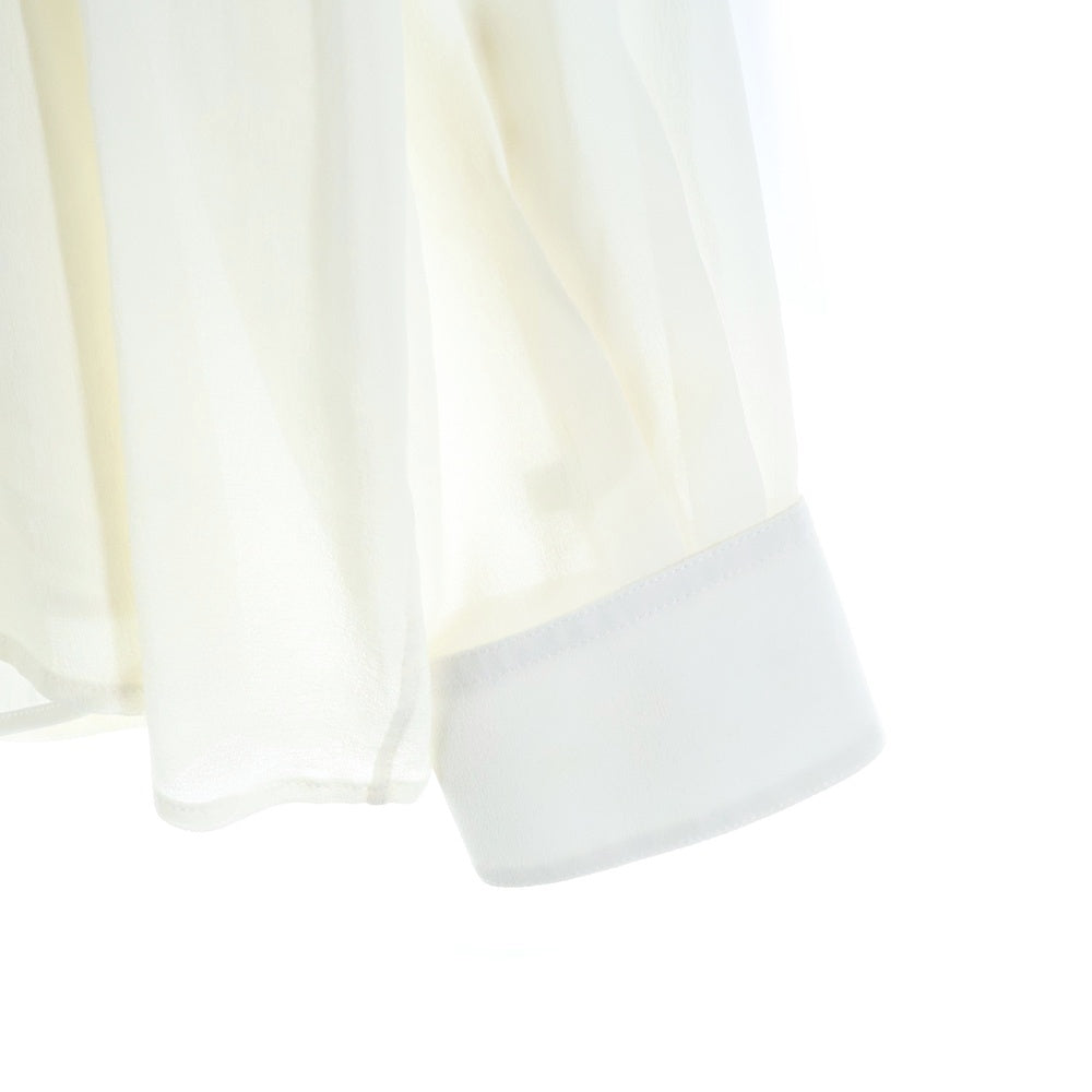 LOUIS VUITTON(ルイヴィトン) プリーツフロント シアーシルクブラウス 長袖シャツ RW231W U32 FOBL22 ホワイト