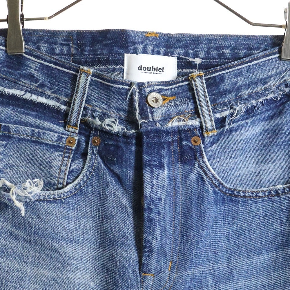 doublet(ダブレット) 22SS QUARTER DENIM UPCYCLE BOOTS-CUT PANTS クオーターデニムアップ サイクルブーツカットパンツ インディゴ 22SS65IT02
