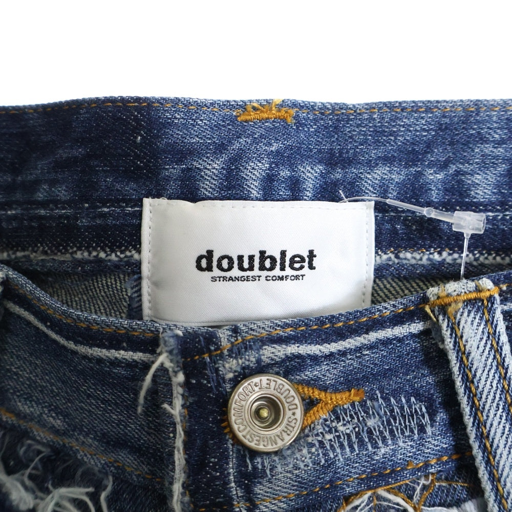 doublet(ダブレット) 22SS QUARTER DENIM UPCYCLE BOOTS-CUT PANTS クオーターデニムアップ サイクルブーツカットパンツ インディゴ 22SS65IT02