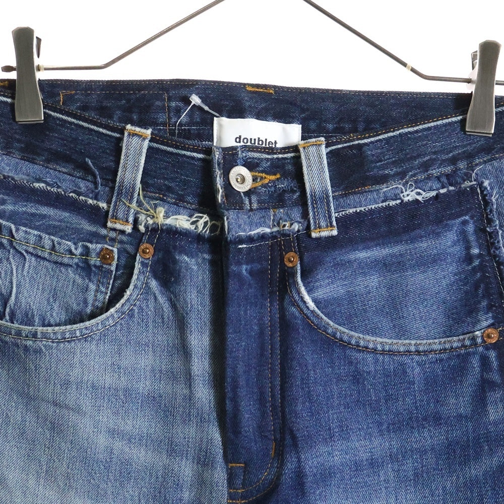 doublet(ダブレット) 22SS QUARTER DENIM UPCYCLE BOOTS-CUT PANTS クオーターデニムアップ サイクルブーツカットパンツ インディゴ 22SS65IT02