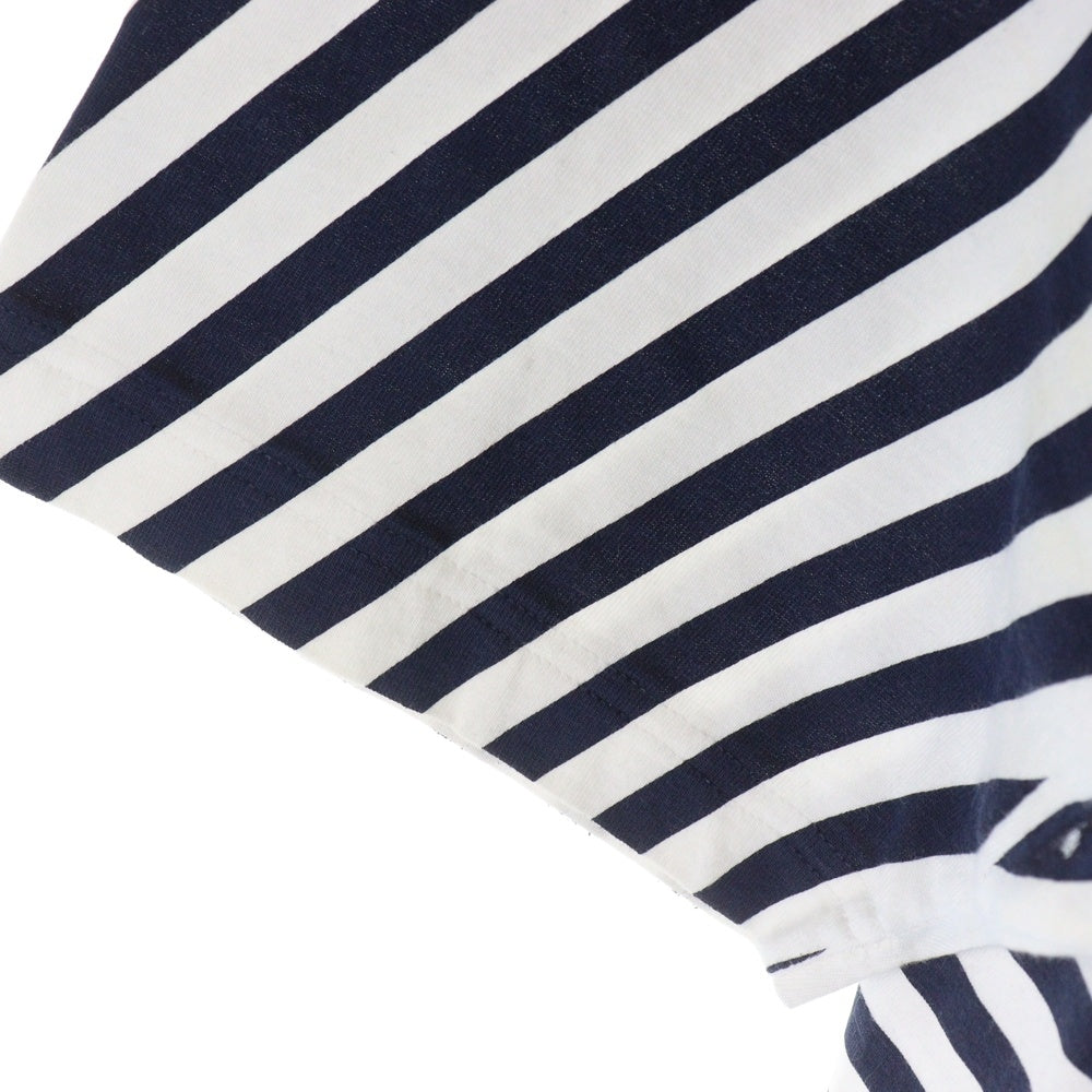 GUCCI(グッチ) ロゴプリント ボーダー柄 クルーネック半袖Tシャツカットソー ホワイト/ネイビー 833925 XJHDL 4632