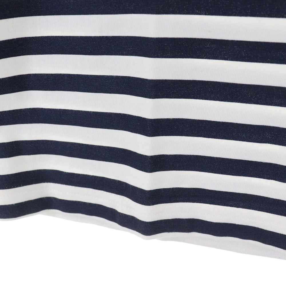 GUCCI(グッチ) ロゴプリント ボーダー柄 クルーネック半袖Tシャツカットソー ホワイト/ネイビー 833925 XJHDL 4632