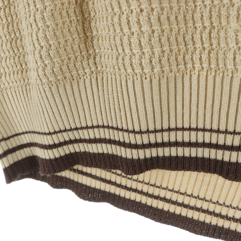 PRADA(プラダ) 23SS ロゴ刺繍 ポケット付き ワッフルカットソー ブラウン UMB758