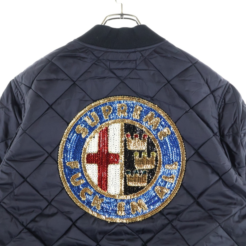 SUPREME(シュプリーム) 16AW sequin patch quilted bomber jacket スパンコールパッチ キルティングジップアップブルゾン ブラック