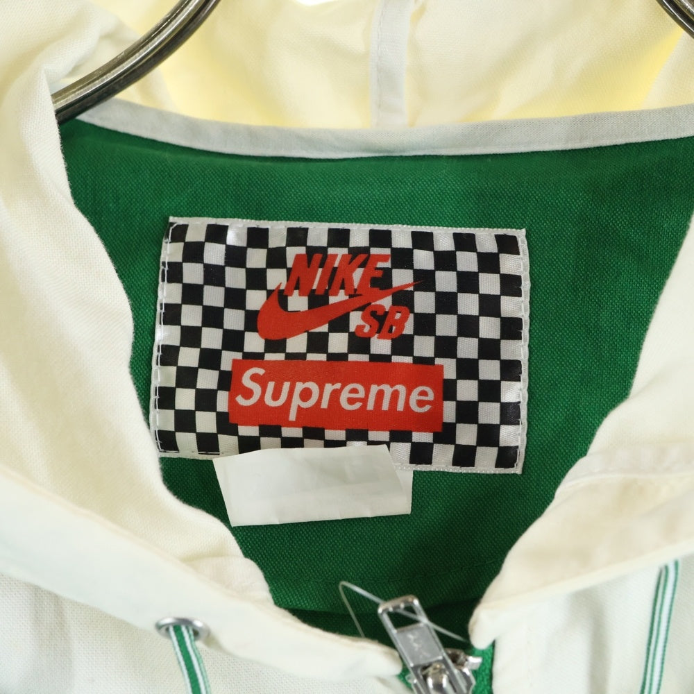 NIKE SB(ナイキエスビー) ×SUPREME Twill Pullover ×シュプリーム ハーフジップ ツイルプルオーバーパーカー 347876-302 グリーン/ホワイト