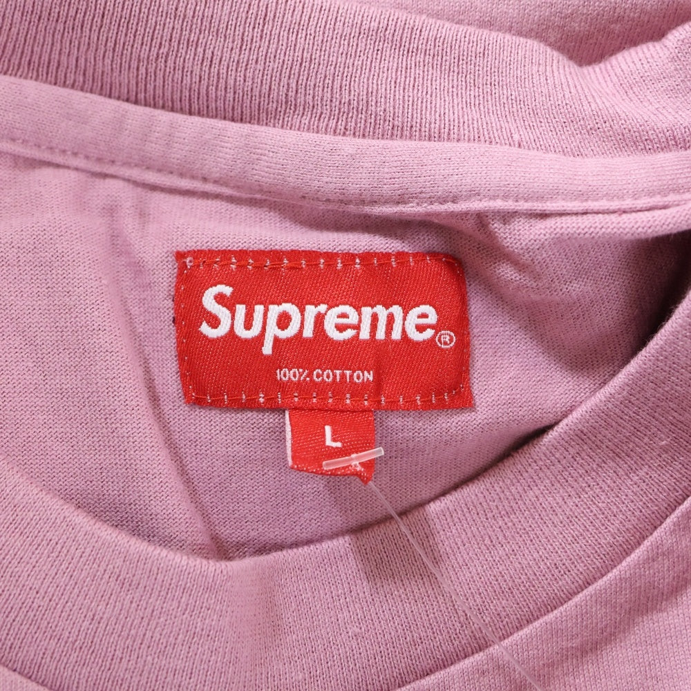SUPREME(シュプリーム) ロゴ刺繍 クルーネック半袖Tシャツ ピンク