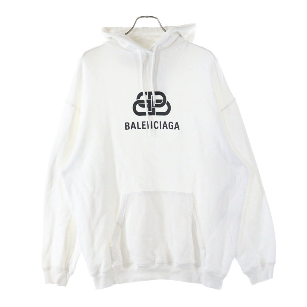 BALENCIAGA(バレンシアガ) 20SS BBロゴ フロントプリント フーディプルオーバーパーカー 570811 TEV19 ホワイト