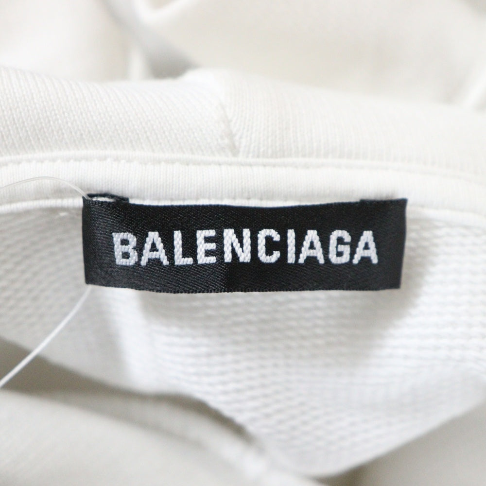 BALENCIAGA(バレンシアガ) 20SS BBロゴ フロントプリント フーディプルオーバーパーカー 570811 TEV19 ホワイト