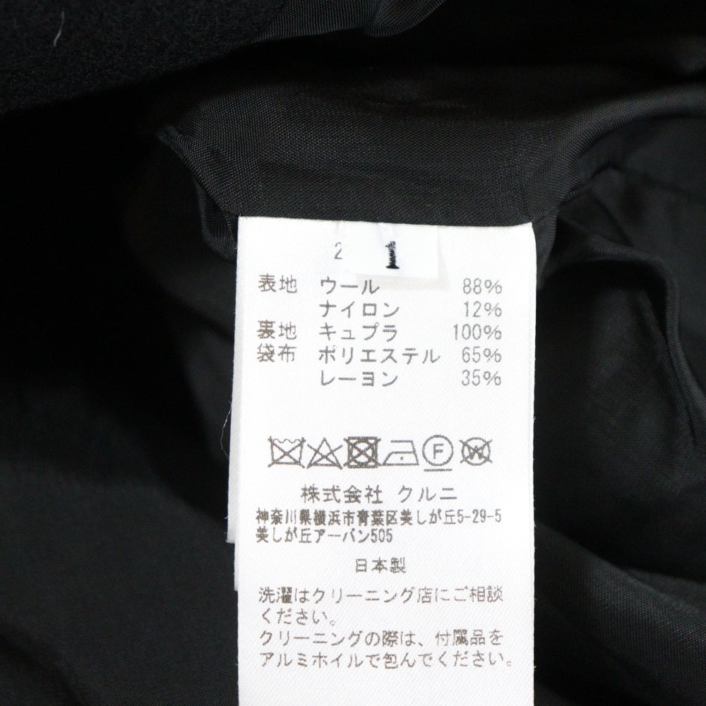 CULLNI(クルニ) Compressed Melton Coat ウール混 メルトンロングコート 23-AW-019 ブラック