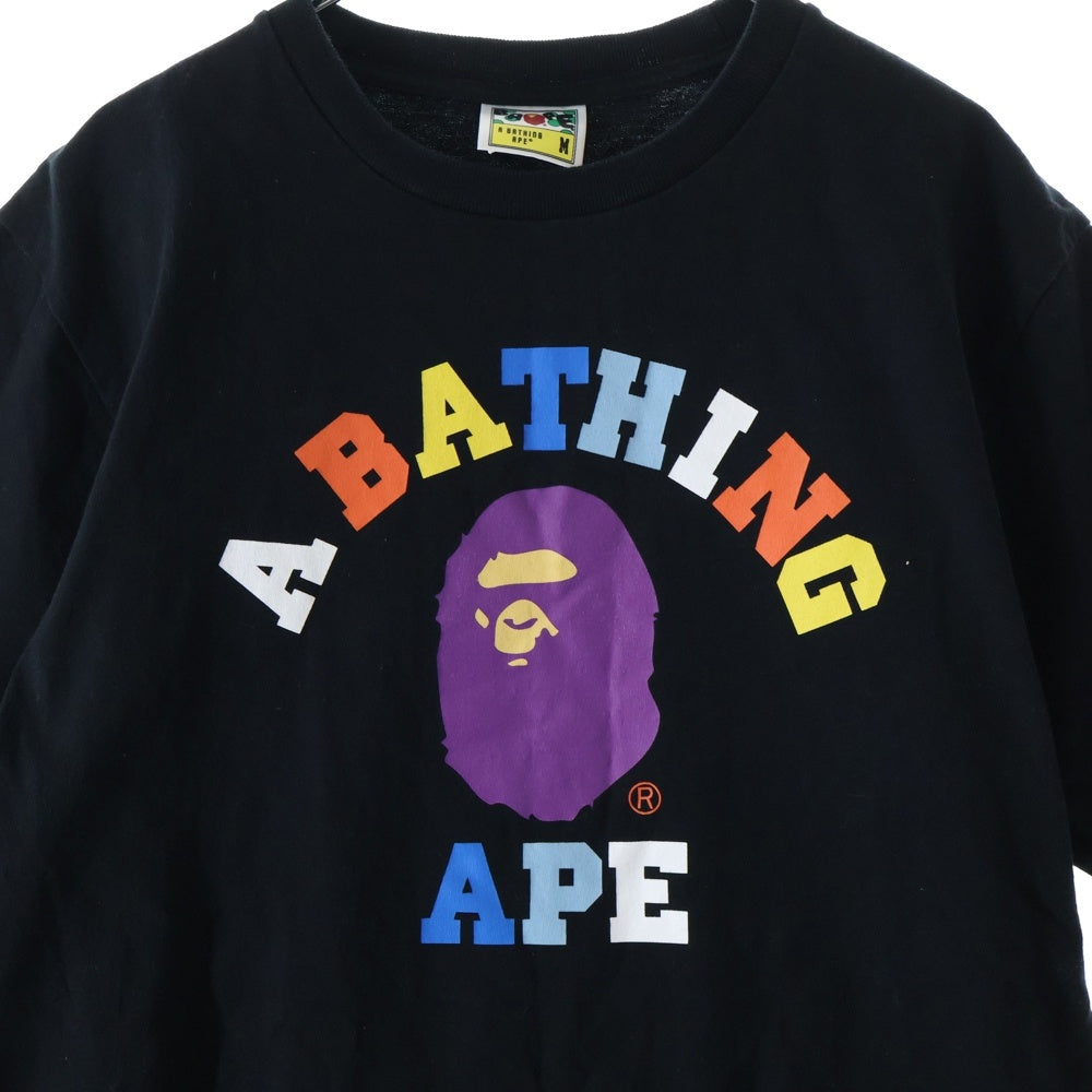 A BATHING APE(アベイシングエイプ) Colors College Tee カラーカレッジプリント クルーネック半袖Tシャツ 0ZXTEM110014M ブラック