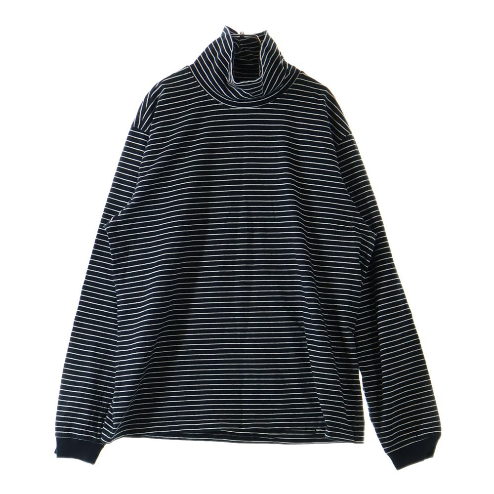 STUSSY(ステューシー) タートルネックロゴ ボーダーロングスリーブTシャツ ブラック