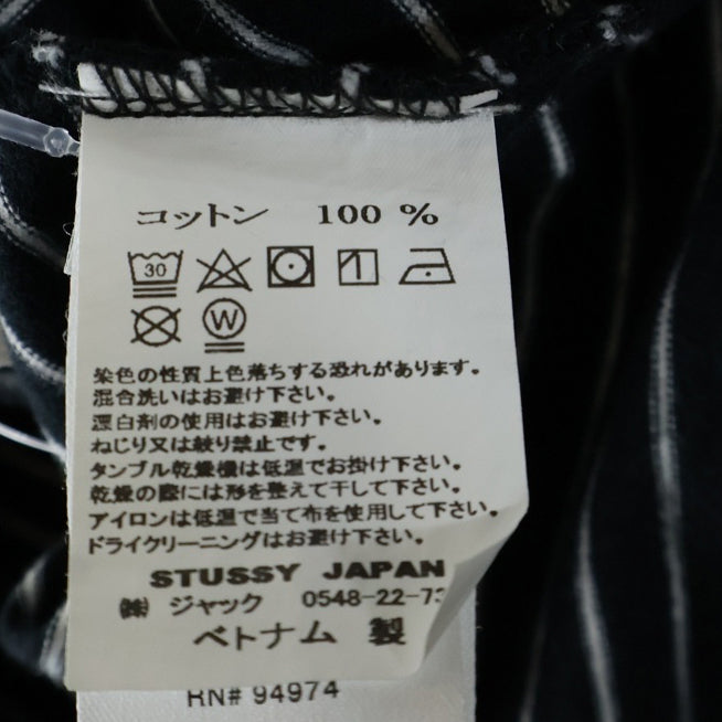 STUSSY(ステューシー) タートルネックロゴ ボーダーロングスリーブTシャツ ブラック