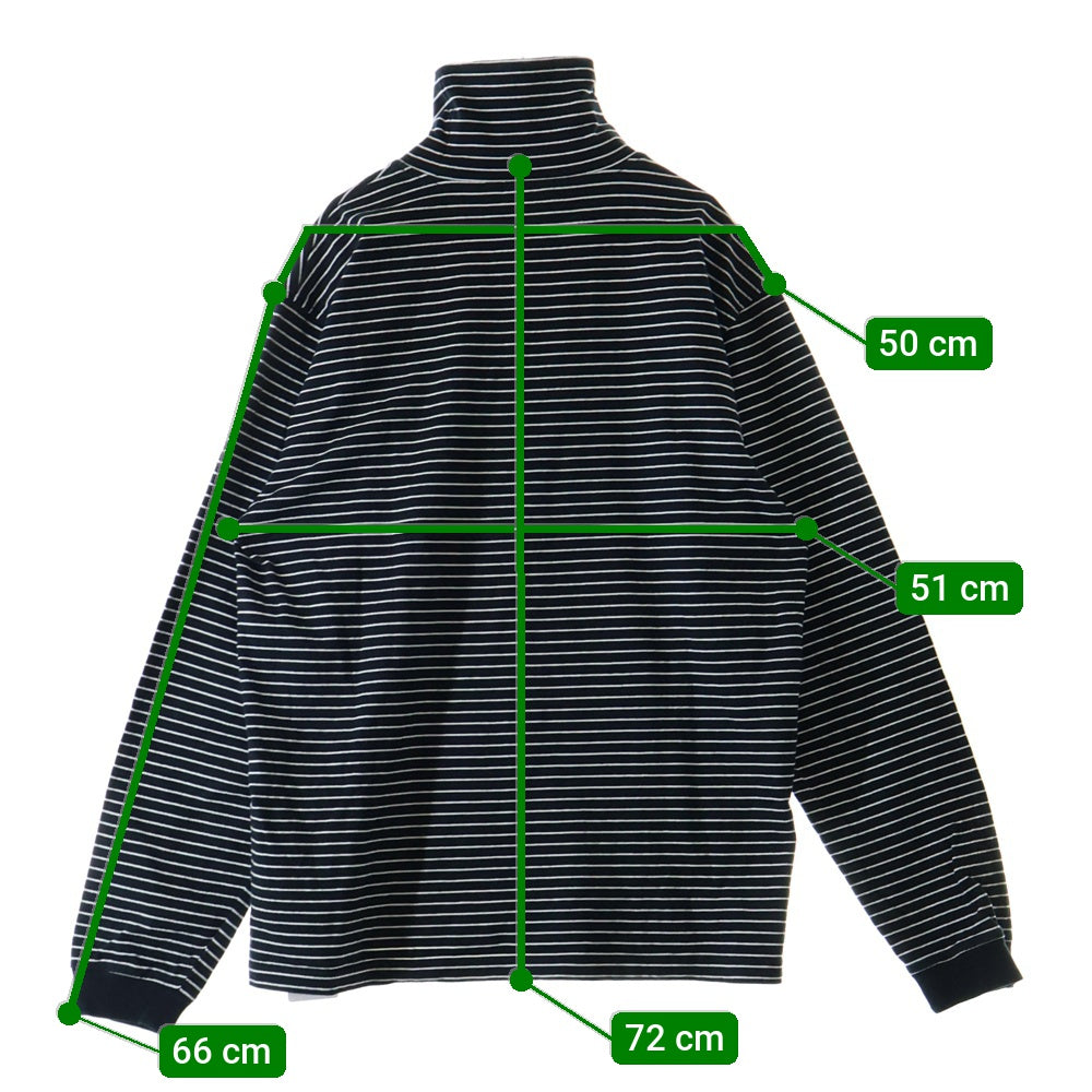STUSSY(ステューシー) タートルネックロゴ ボーダーロングスリーブTシャツ ブラック