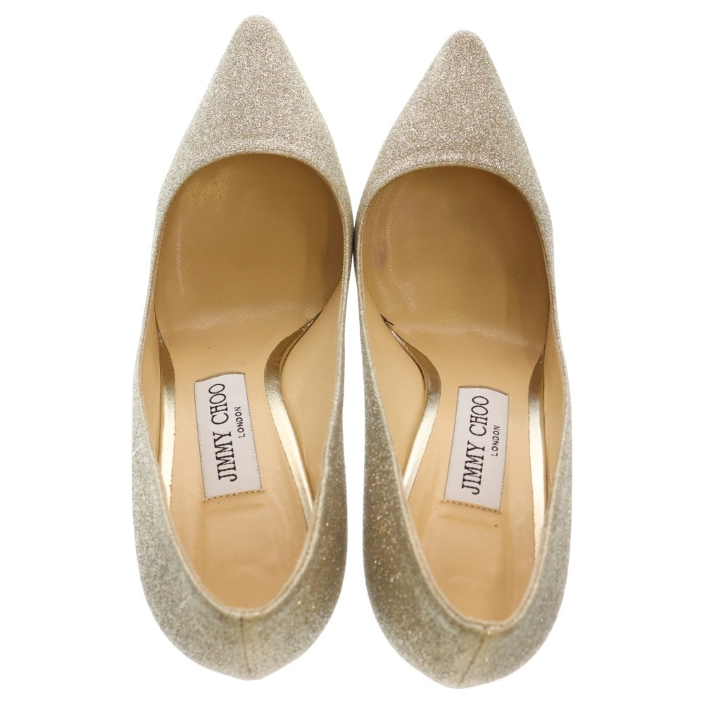 JIMMY CHOO(ジミーチュウ) シャンパンコースグリッター ヒールパンプス ROMY 100 ゴールド