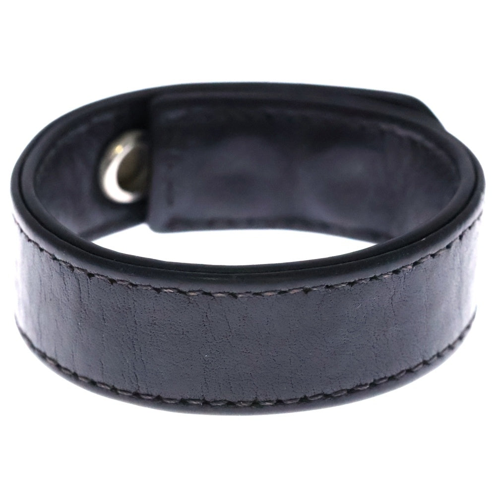 CHROME HEARTS(クロムハーツ) 3BTN 2SNP クロスボール 3ボタン2スナップ レザーブレスレット ブラック/シルバー BCA123