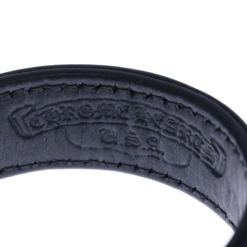 CHROME HEARTS(クロムハーツ) 3BTN 2SNP クロスボール 3ボタン2スナップ レザーブレスレット ブラック/シルバー BCA123