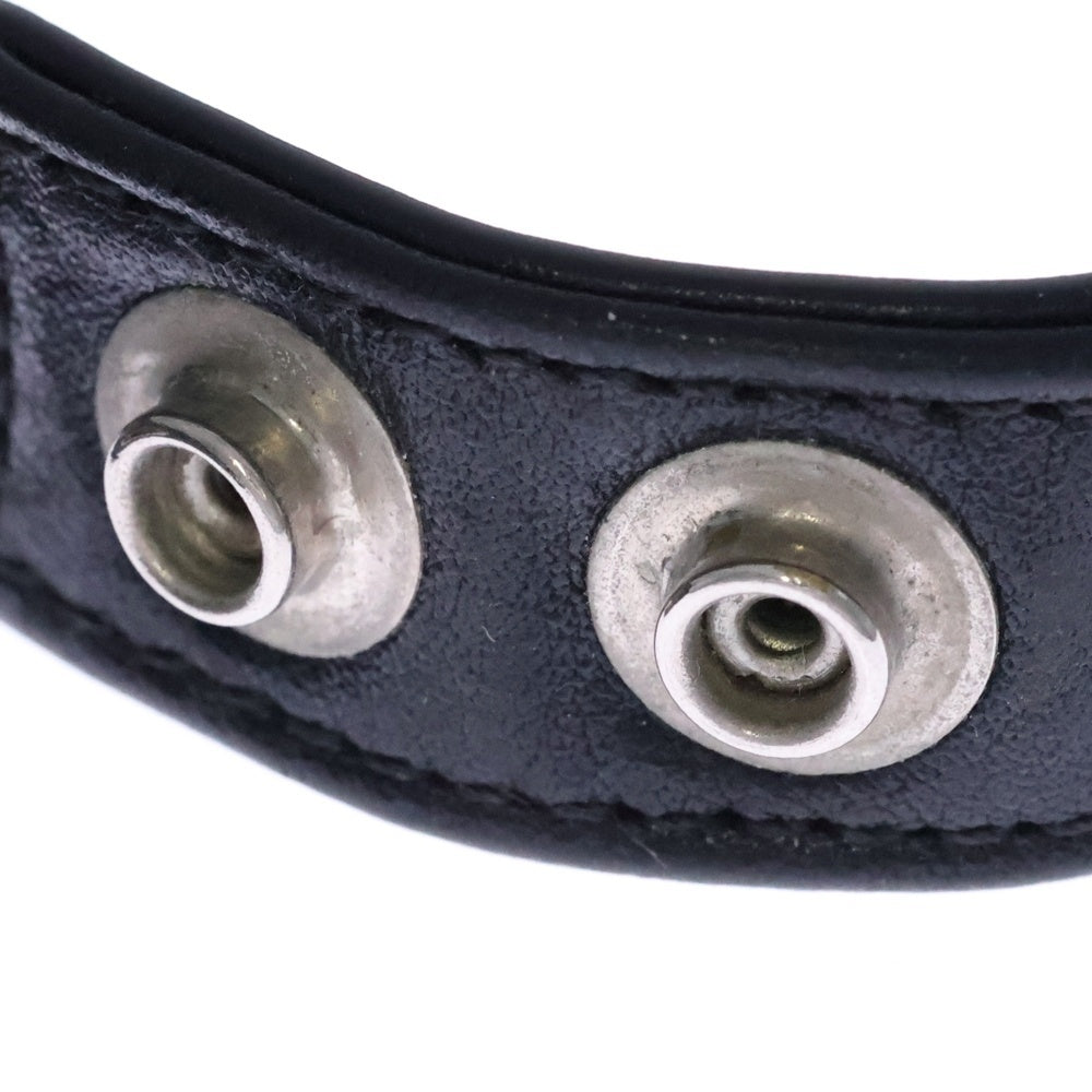 CHROME HEARTS(クロムハーツ) 3BTN 2SNP クロスボール 3ボタン2スナップ レザーブレスレット ブラック/シルバー BCA123
