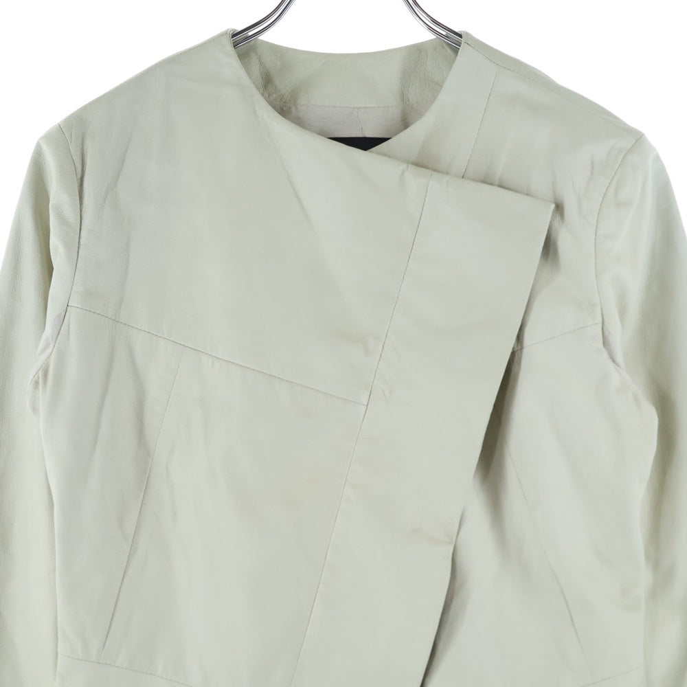 EMPORIO ARMANI(エンポリオアルマーニ) ラムレザー ジップアップ レザージャケット ホワイト