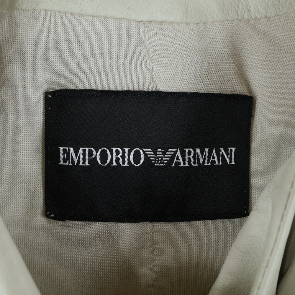 EMPORIO ARMANI(エンポリオアルマーニ) ラムレザー ジップアップ レザージャケット ホワイト