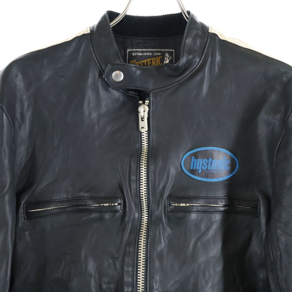HYSTERIC GLAMOUR(ヒステリックグラマー) サイドライン ロゴパッチ シングル レザージャケット ブラック 02203LB02