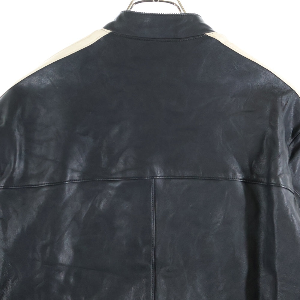 HYSTERIC GLAMOUR(ヒステリックグラマー) サイドライン ロゴパッチ シングル レザージャケット ブラック 02203LB02