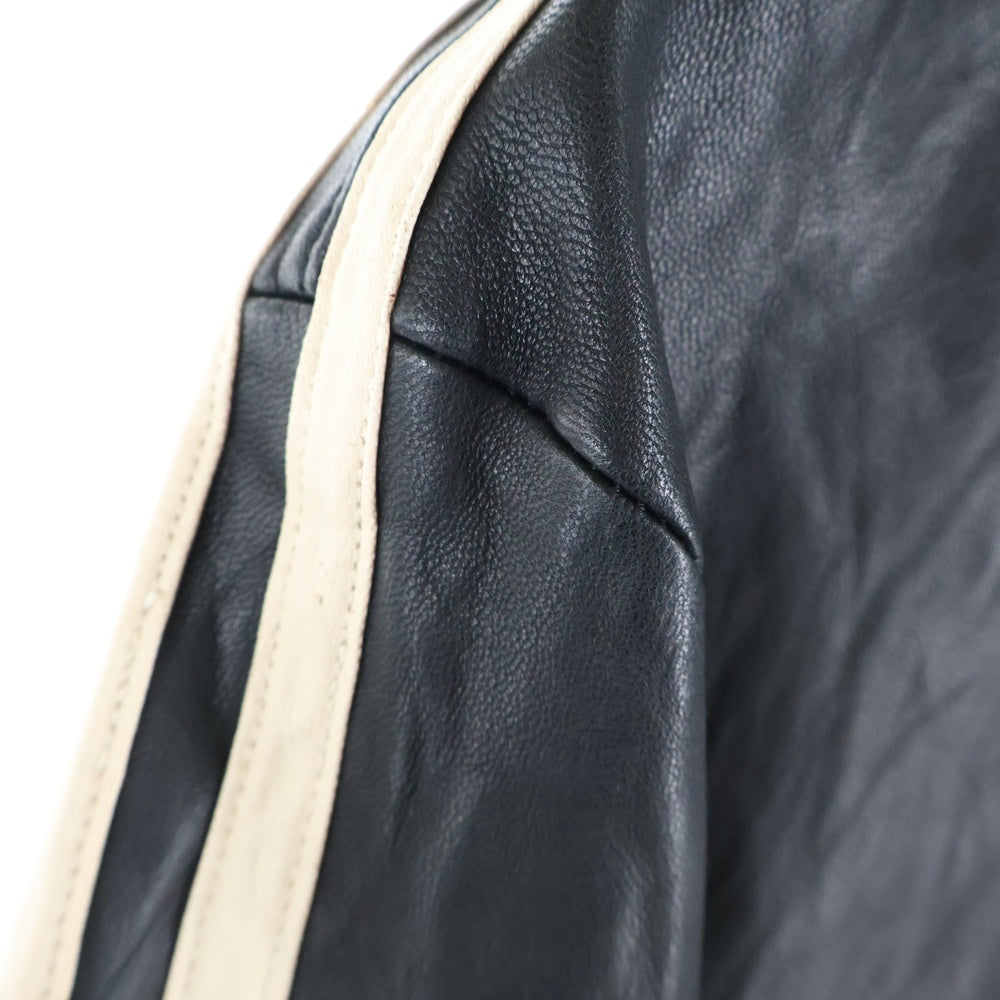 HYSTERIC GLAMOUR(ヒステリックグラマー) サイドライン ロゴパッチ シングル レザージャケット ブラック 02203LB02