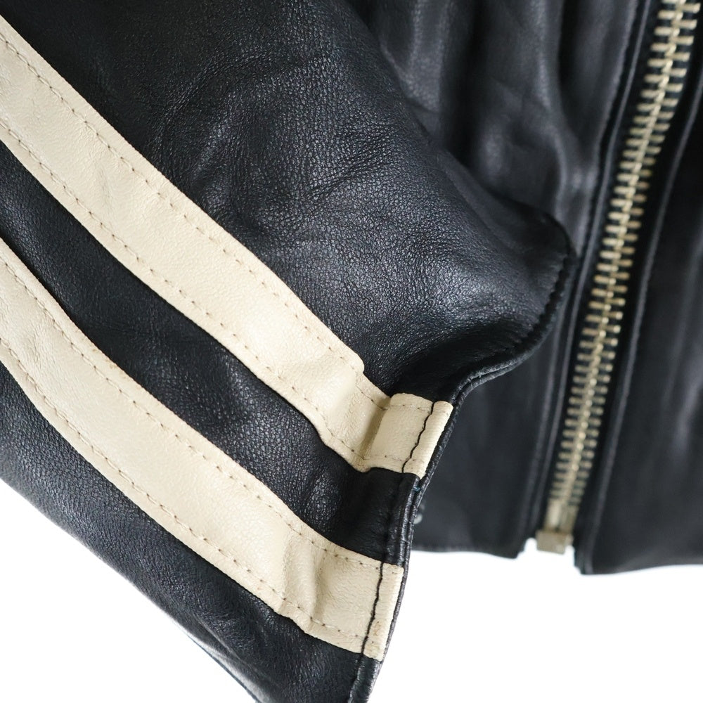 HYSTERIC GLAMOUR(ヒステリックグラマー) サイドライン ロゴパッチ シングル レザージャケット ブラック 02203LB02