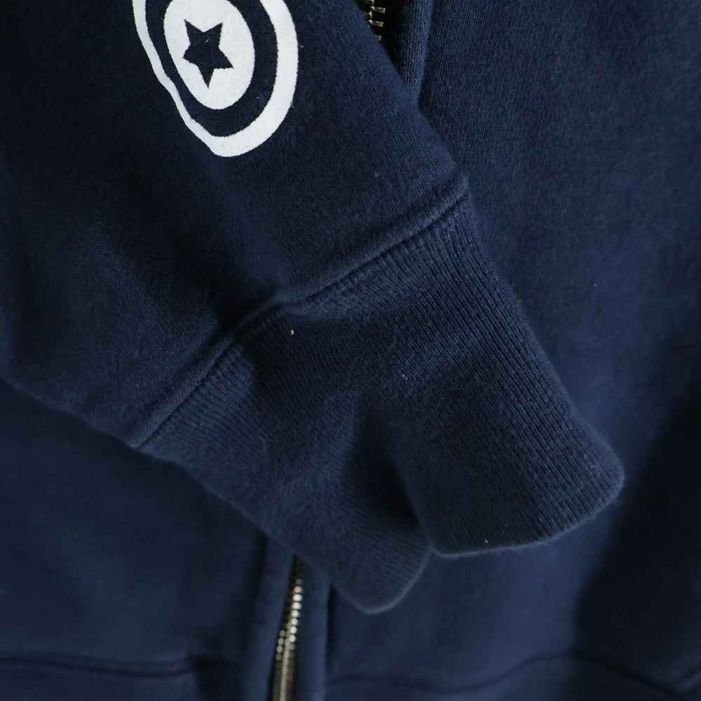 A BATHING APE(アベイシングエイプ) MULTIFONT SSHARK FULLZIP ロゴワッペン シャーク フルジップパーカー ネイビー 001ZPI301001M