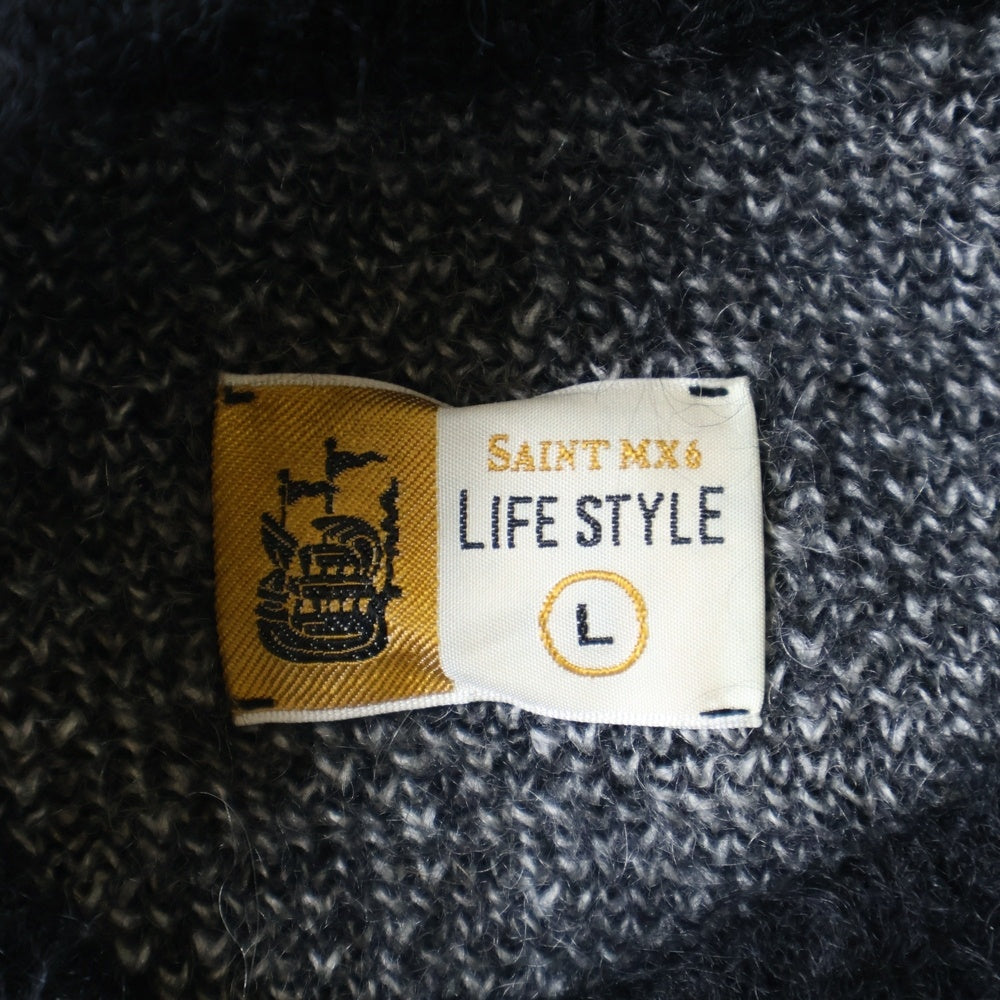 SAINT MICHAEL(セントマイケル) 23AW CREW NECK KNIT フロントロゴ モヘアニット セーター ブラック SM-A23-0000-042