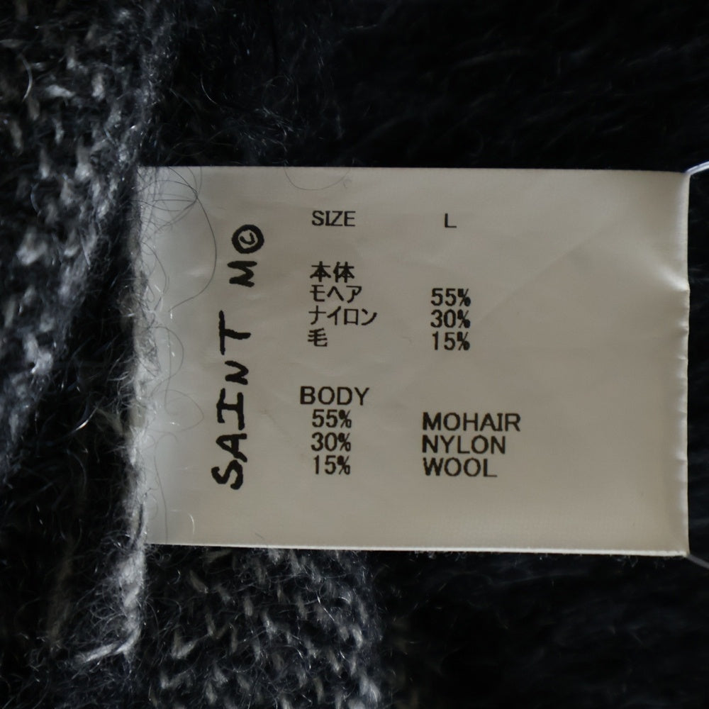 SAINT MICHAEL(セントマイケル) 23AW CREW NECK KNIT フロントロゴ モヘアニット セーター ブラック SM-A23-0000-042