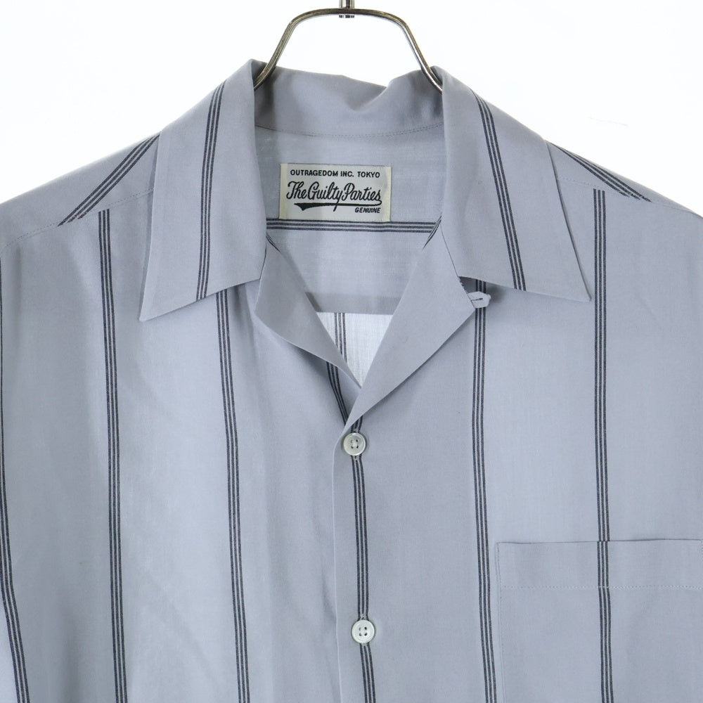 WACKO MARIA(ワコマリア) STRIPED OPEN COLLAR SHIRT ストライプ柄 長袖シャツ グレー 23FW-WMS-OC06