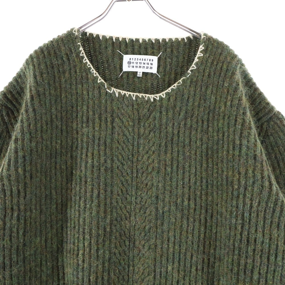 MAISON MARTIN MARGIELA 10(メゾンマルタンマルジェラ) 20AW モヘア混 ネックステッチ クルーネックニットセーター S30GP0320 グリーン
