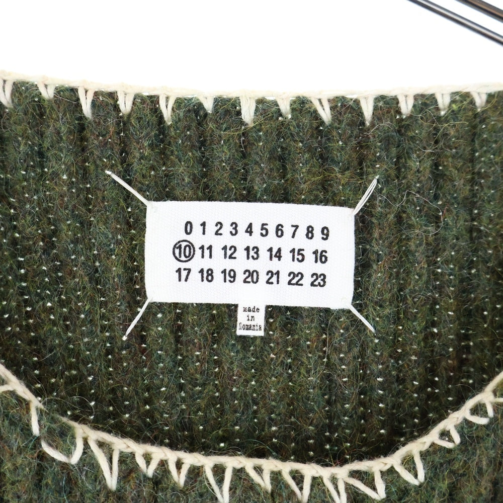 MAISON MARTIN MARGIELA 10(メゾンマルタンマルジェラ) 20AW モヘア混 ネックステッチ クルーネックニットセーター S30GP0320 グリーン