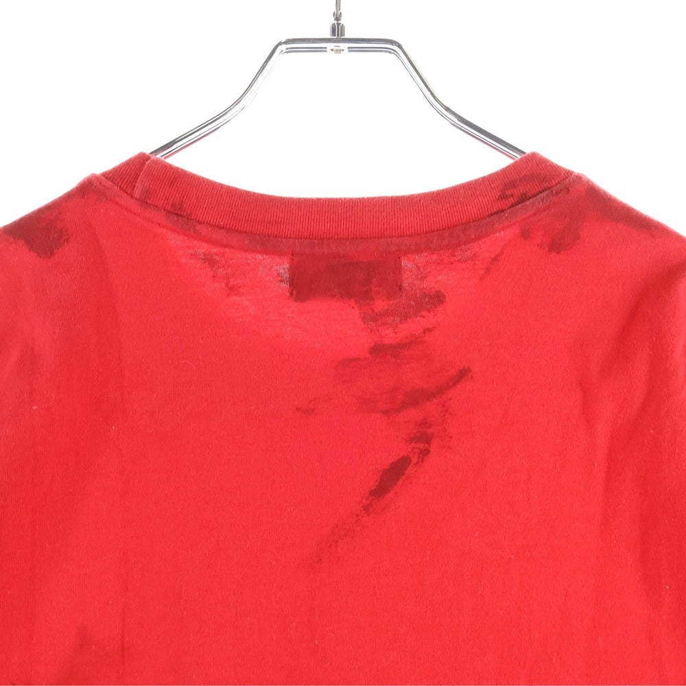 THUG CLUB(サグクラブ) 24AW Santoryu Master T-shirt ソードプリント ペンキ加工 レッド