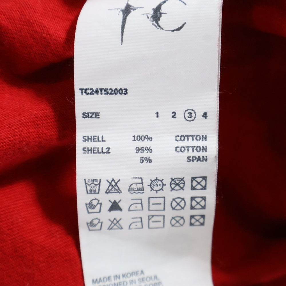 THUG CLUB(サグクラブ) 24AW Santoryu Master T-shirt ソードプリント ペンキ加工 レッド