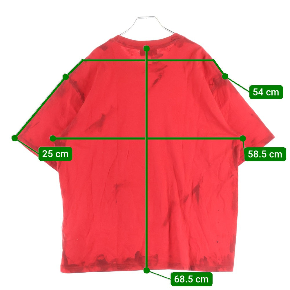 THUG CLUB(サグクラブ) 24AW Santoryu Master T-shirt ソードプリント ペンキ加工 レッド