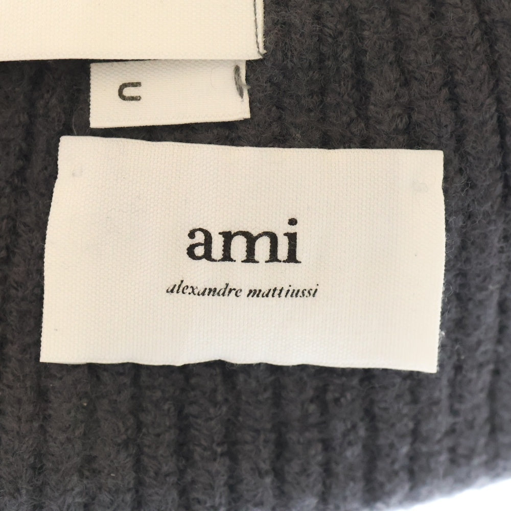 AMI Alexandre Mattiussi(アミアレクサンドルマテュッシ) ADC BEANIE ハートロゴ刺繍 ビーニーニットキャップ UHA235.018 グレー