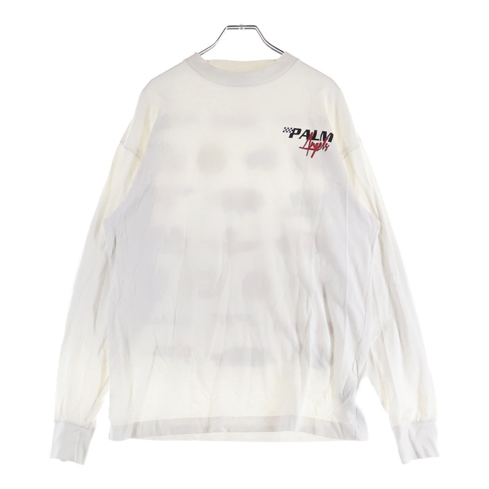 Palm Angels(パームエンジェルス) 18AW マルチレーシングロゴプリント クルーネックロングスリーブTシャツ PMAB002F ホワイト